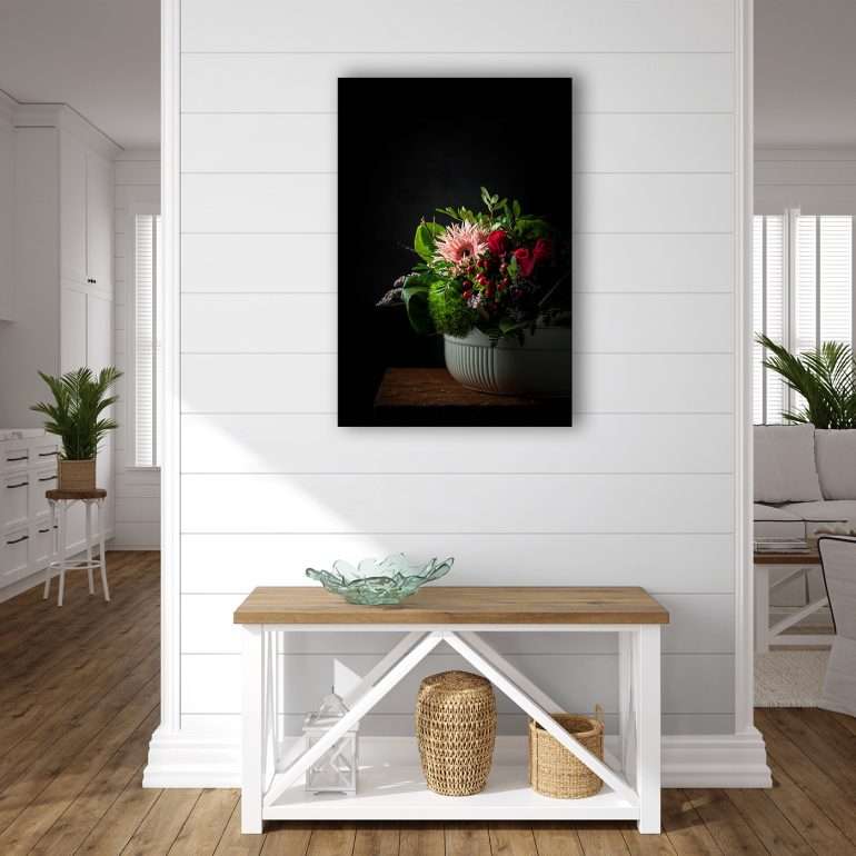 Happy Birthday wanddecoratie met een bos bloemen als verjaardagskado