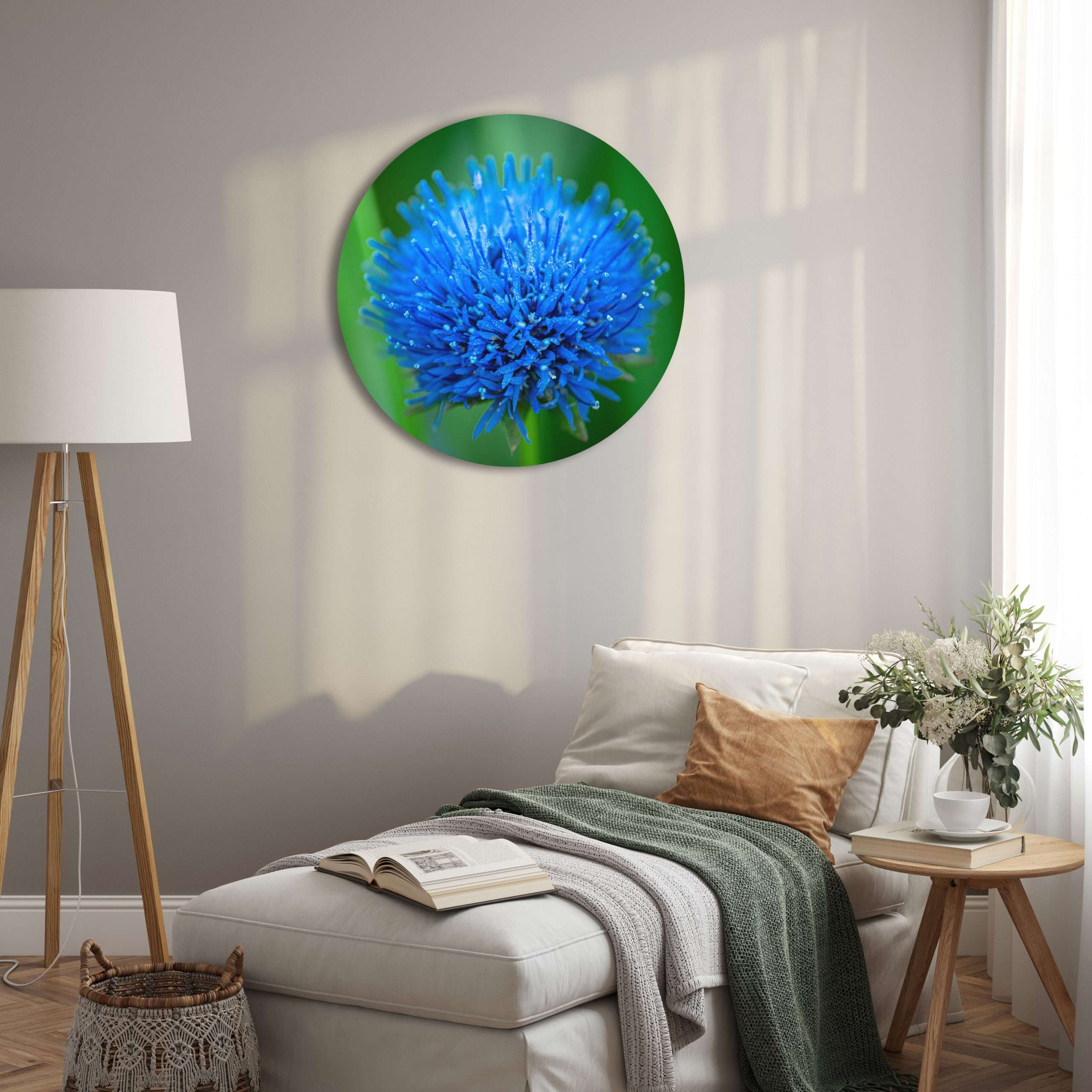 Wandcirkel Proud and Blue - Macrofoto van Sheeps Bit uit Ierland