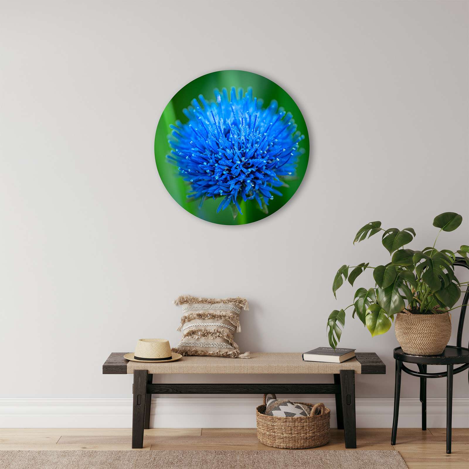 Wandcirkel Proud and Blue - Macrofoto van Sheeps Bit uit Ierland