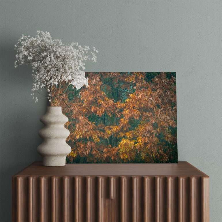 Wanddecoratie Bronze Leaves - Herfstbladeren bij Bakkefean in Friesland