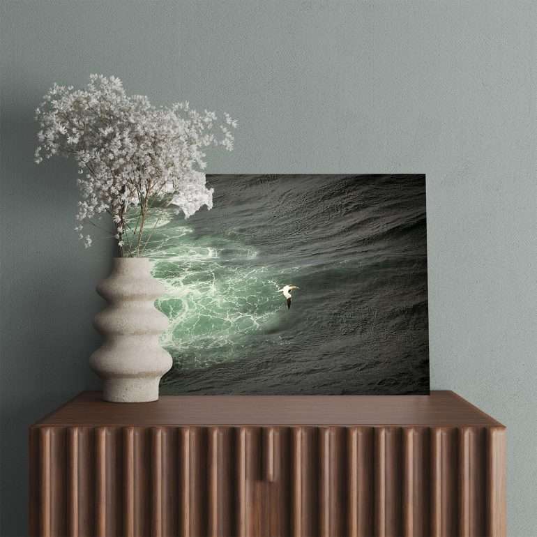 Wanddecoratie Ride the Wave - Jan van Genten boven woeste Atlantische golven