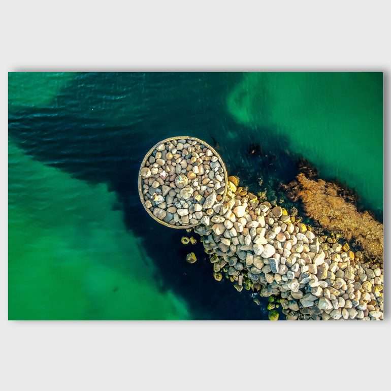 Wanddecoratie Pier From Above – Vogelperspectief van een pier in Noord-Denemarken
