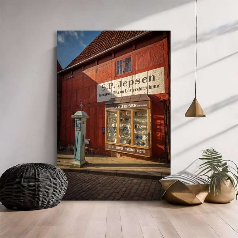 Wanddecoratie Vintage Storefront – Historische etalage in Den Gamle By, Aarhus