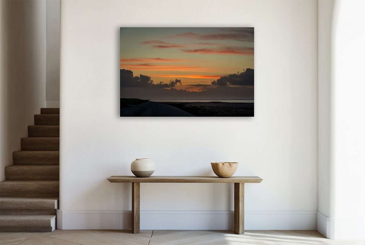 collectie wanddecoratie met zonsondergang